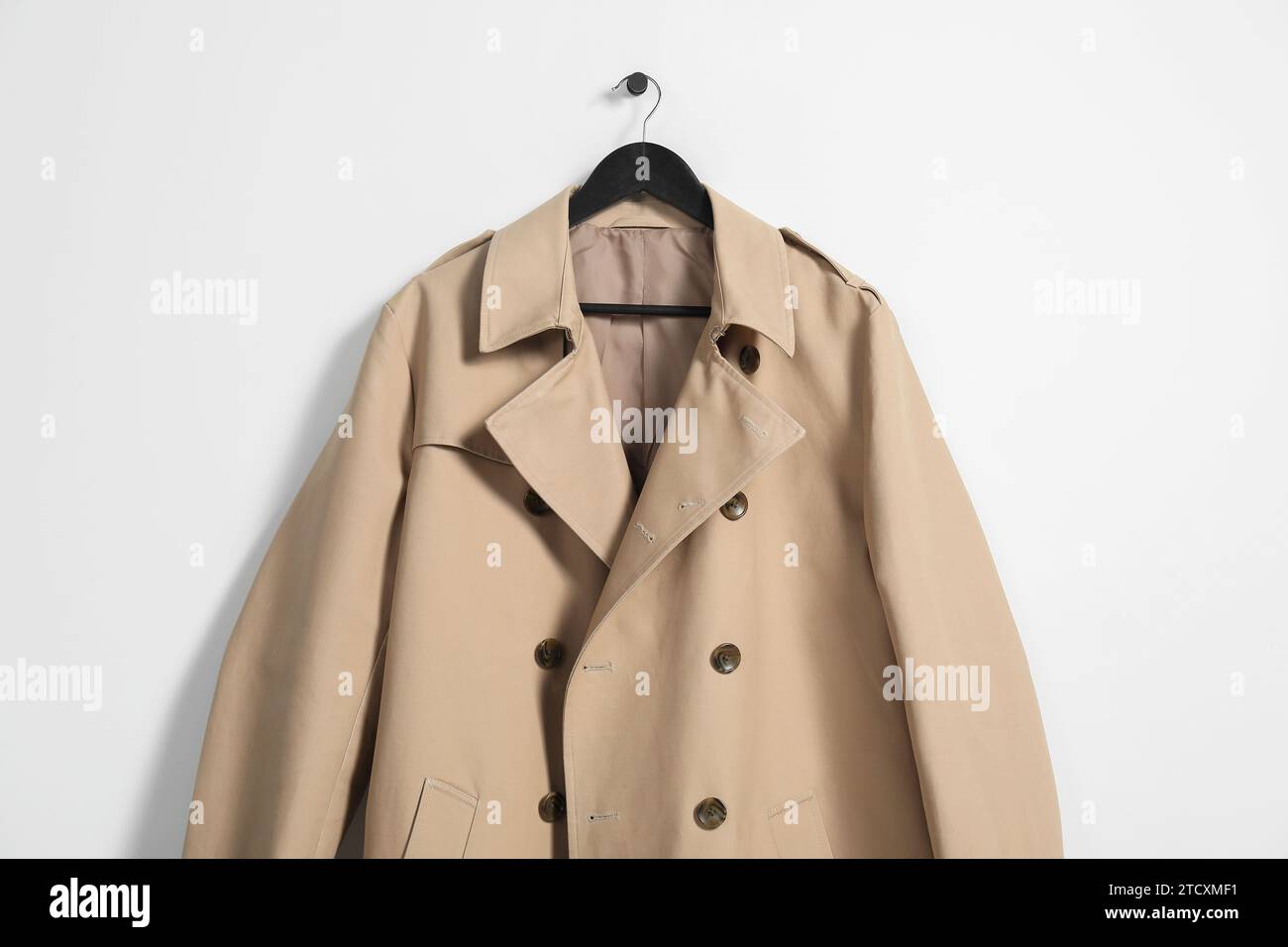 Beige stand collar trench