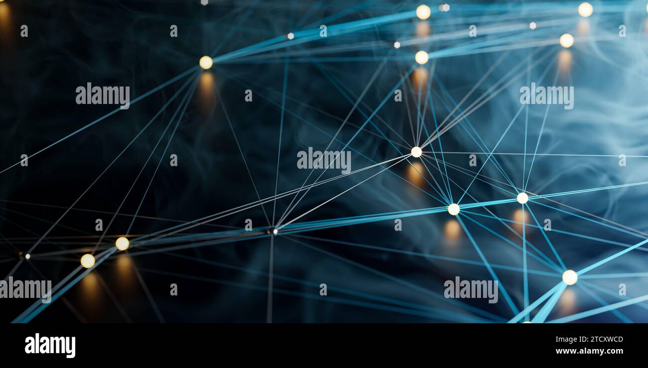Network concept background with dots connected by lines, 3d rendering ...