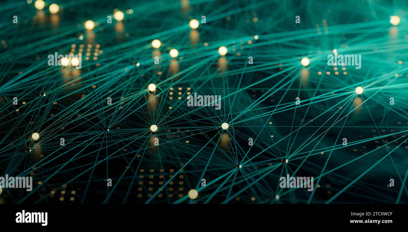 Network concept background with dots connected by lines, 3d rendering ...