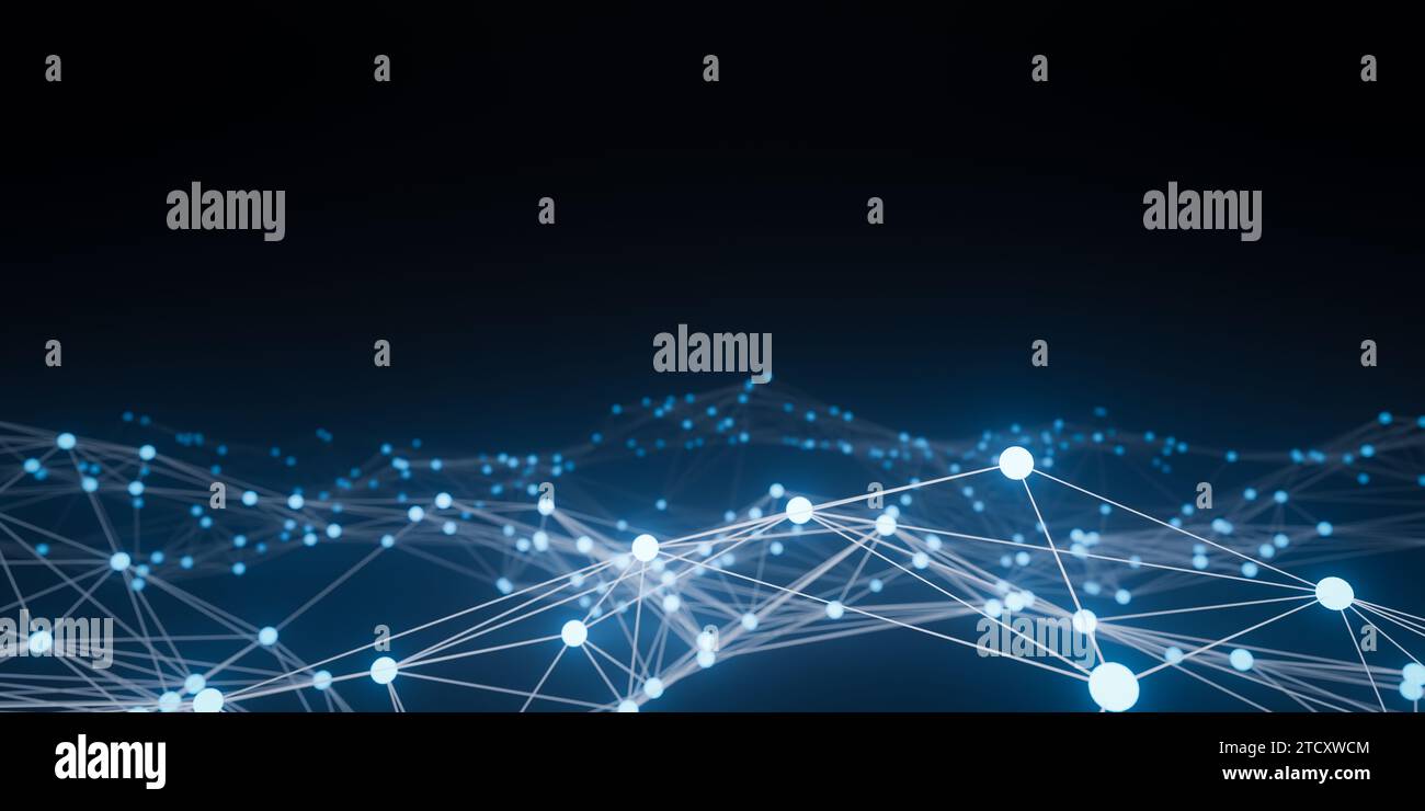 Network concept background with dots connected by lines, 3d rendering ...