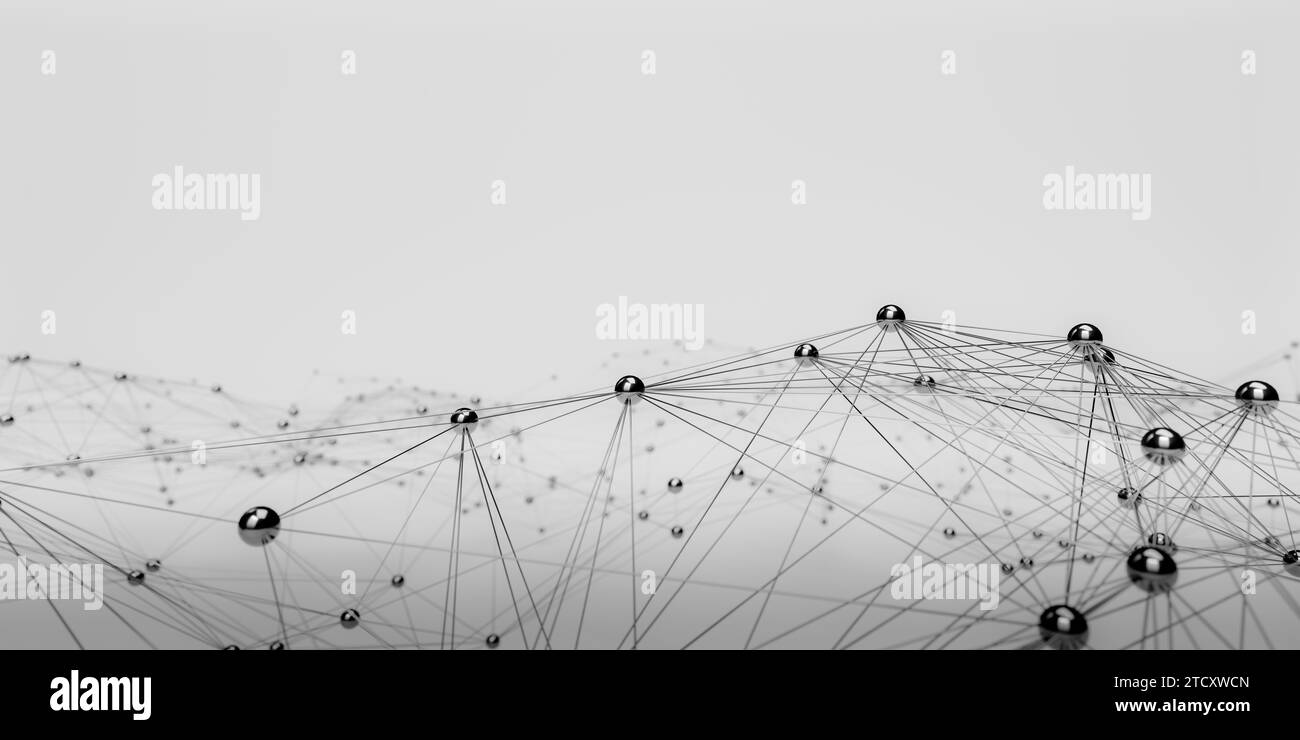 Network concept background with dots connected by lines, 3d rendering ...