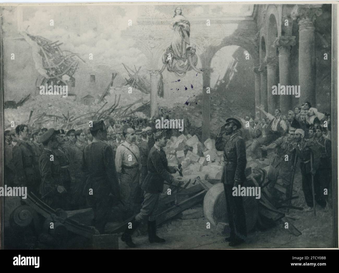Toledo, 1940 (CA.). Civil War, 'No news in the alcazar', painting by Cesar Alvarez Dumont that captures that historic moment. Credit: Album / Archivo ABC / Virgilio Muro Stock Photo