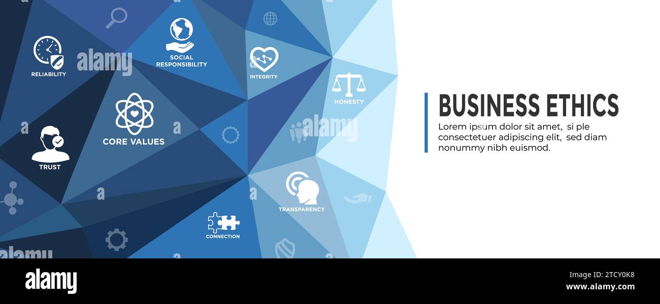 Business Ethics Web Header Banner - Values and Integrity Icons Stock Vector