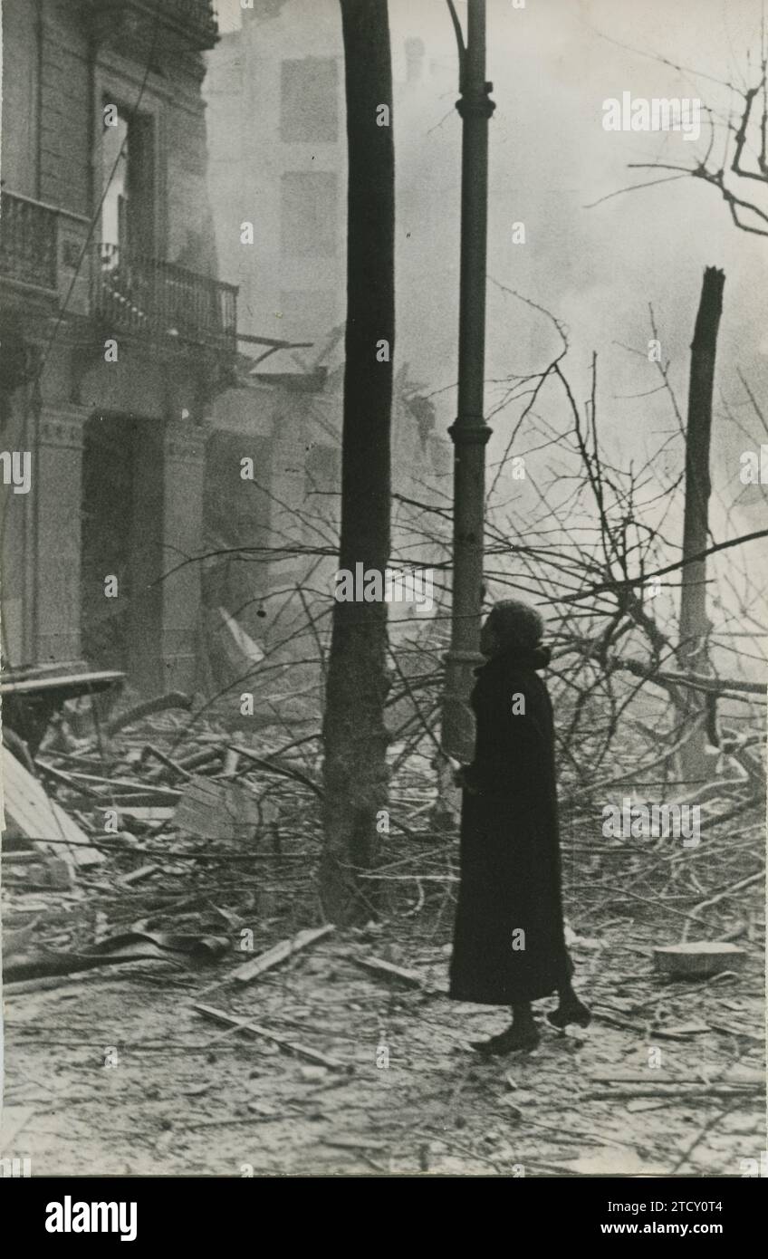 Barcelona, 03/17/1938. Buildings after being bombed by ItalianGerman