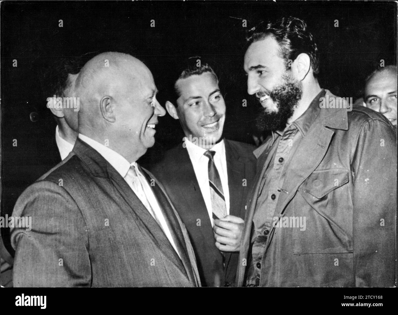 09/25/1960. Castro and Khrushchev in New York, where they will attend the United Nations summit. Credit: Album / Archivo ABC / Torremocha Stock Photo