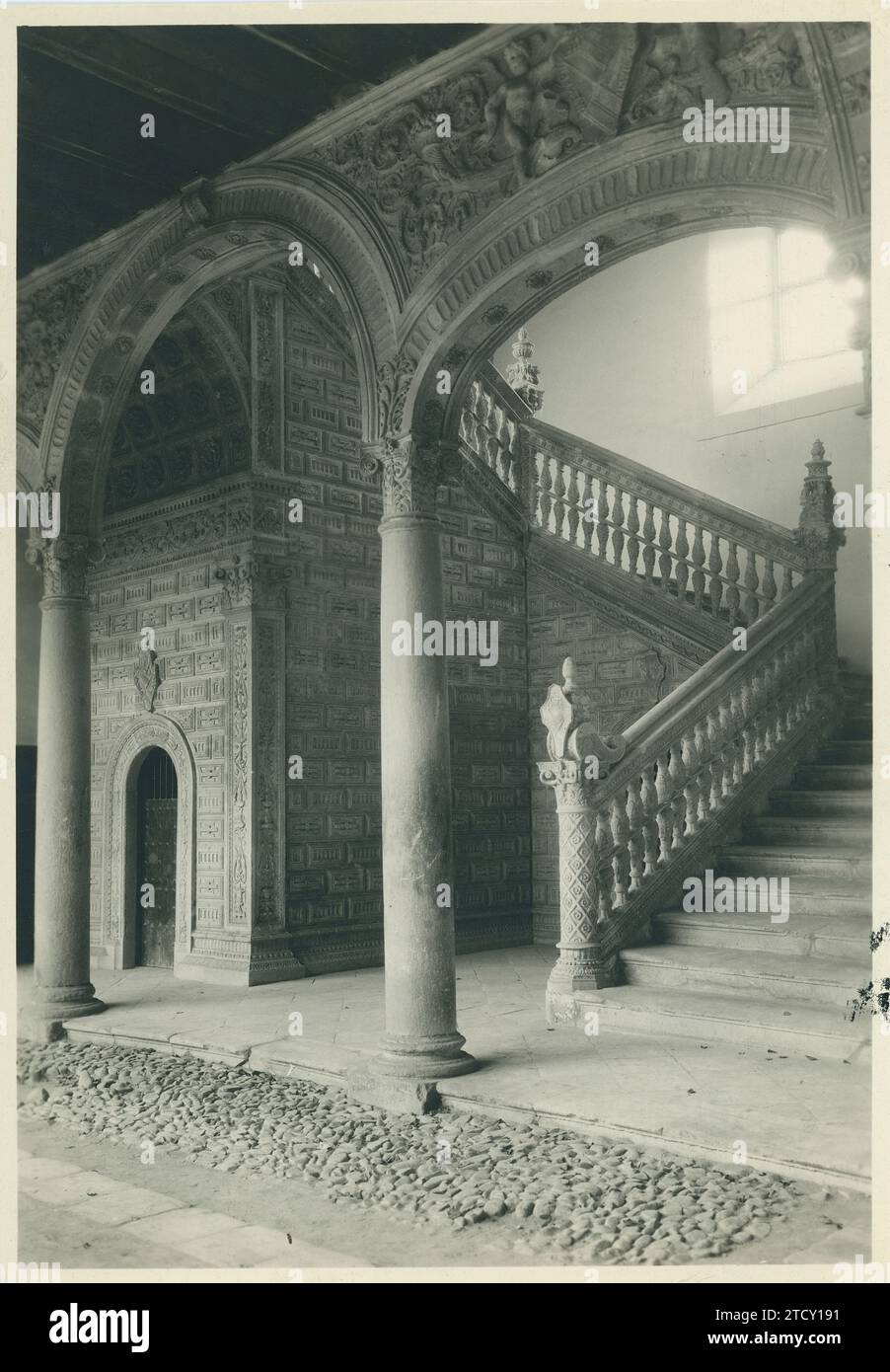 Toledo, April 1929. Alcázar of Toledo, in the image the grand restored staircase. Credit: Album / Archivo ABC / Rodríguez Stock Photo