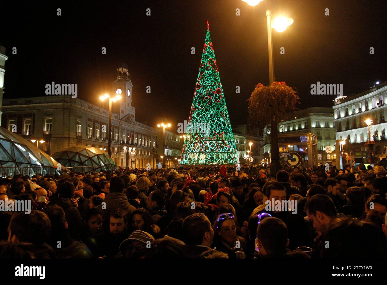 Madrid, 12/31/2011. New Year's Eve at Puerta del Sol in Madrid. In the ...