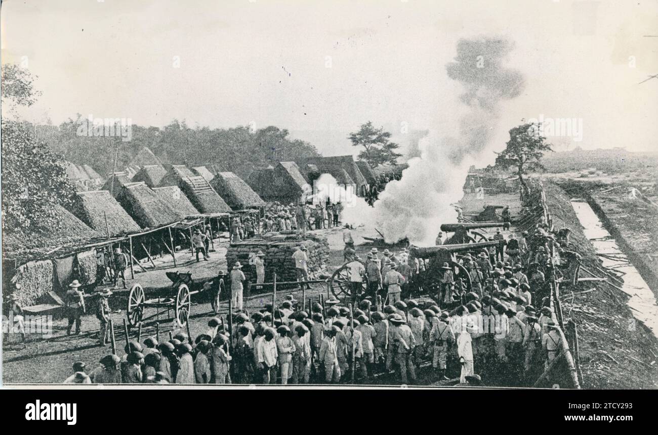 Cavite (Philippines), 1897. Philippine War. Bombing of Cavite from the Tagalog rebel