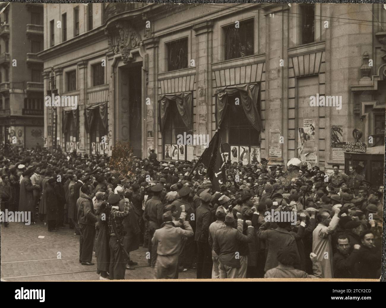 Madrid, November 1936. Spanish Civil War. A column as it passes through ...