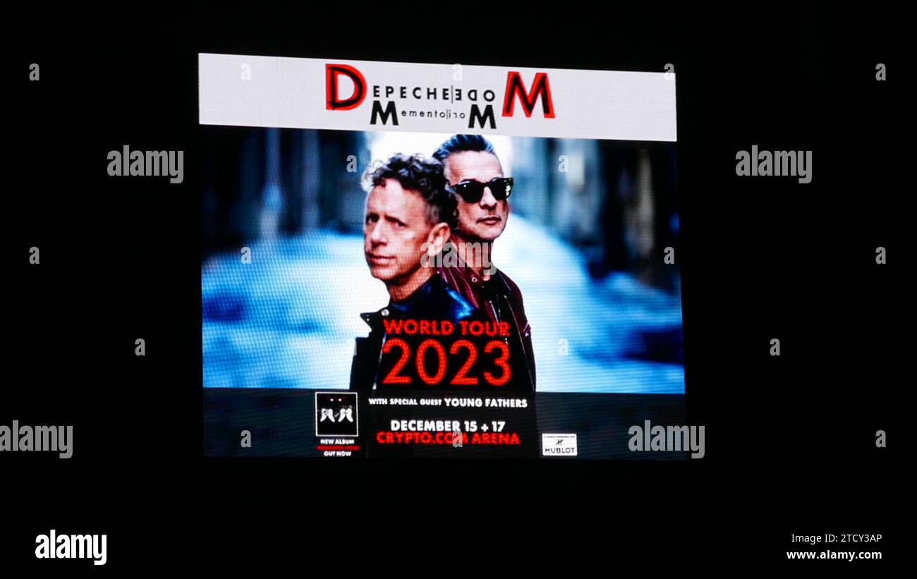 Los Angeles, California, USA 12th December 2023 Depeche Mode Memento Mori  Tour Marquee at Crypto.com Arena at LA Live in Downtown Los Angeles on  December 12, 2023 in Los Angeles, California, USA.