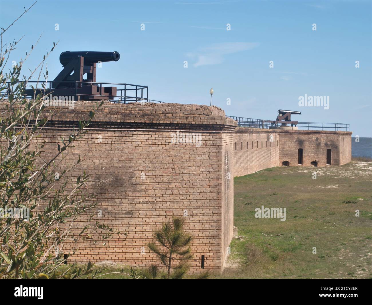 Two civil was cannons in a defensive position at Fort Gaines, Dauphin ...