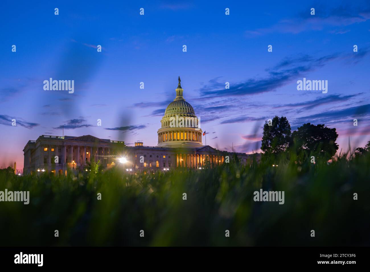 Washington DC, Capitol building. Supreme Court, Washington monument. USA Congress in Washington D. C. Grand Capitol hosts legislative decisions Stock Photo
