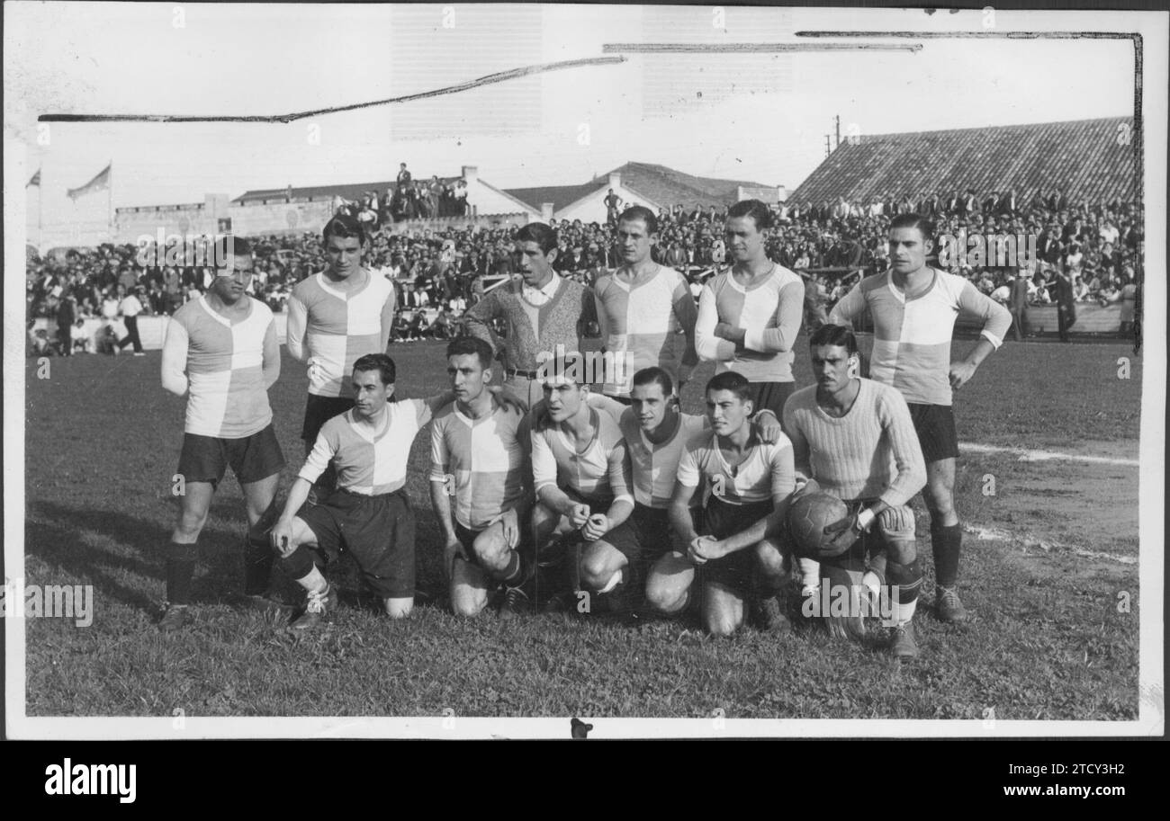 12/31/1936. The Sabadell team classified first in the Catalan soccer championship and confirmed itself by beating the Spanish 2 to 3. Credit: Album / Archivo ABC / Joan LLobet Stock Photo