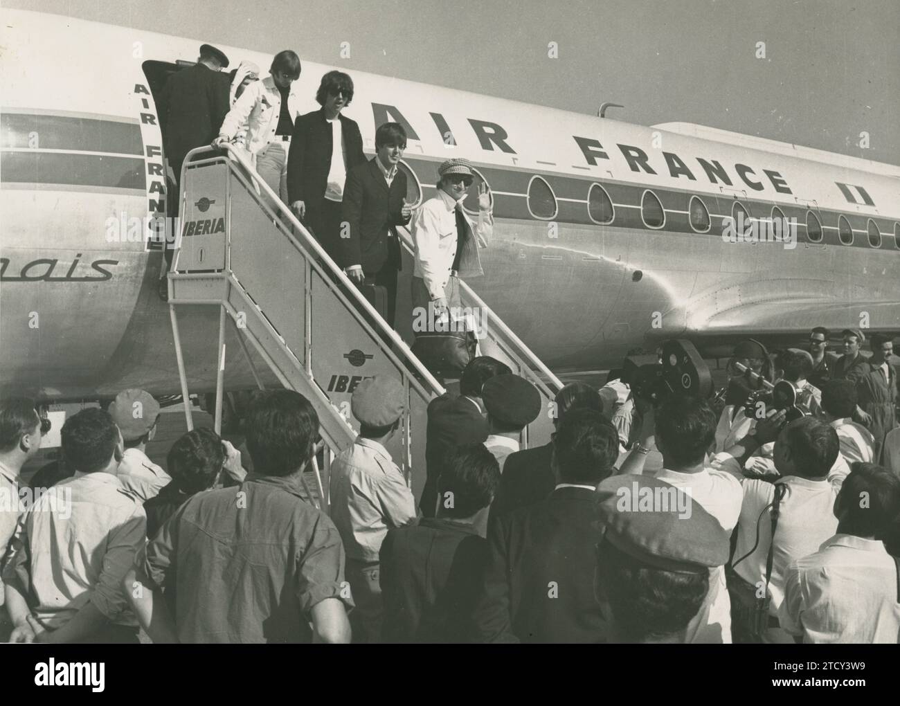 Madrid, 07/01/1965. The Beatles in Madrid. In the image, arrival at Barajas airport. Credit: Album / Archivo ABC Stock Photo