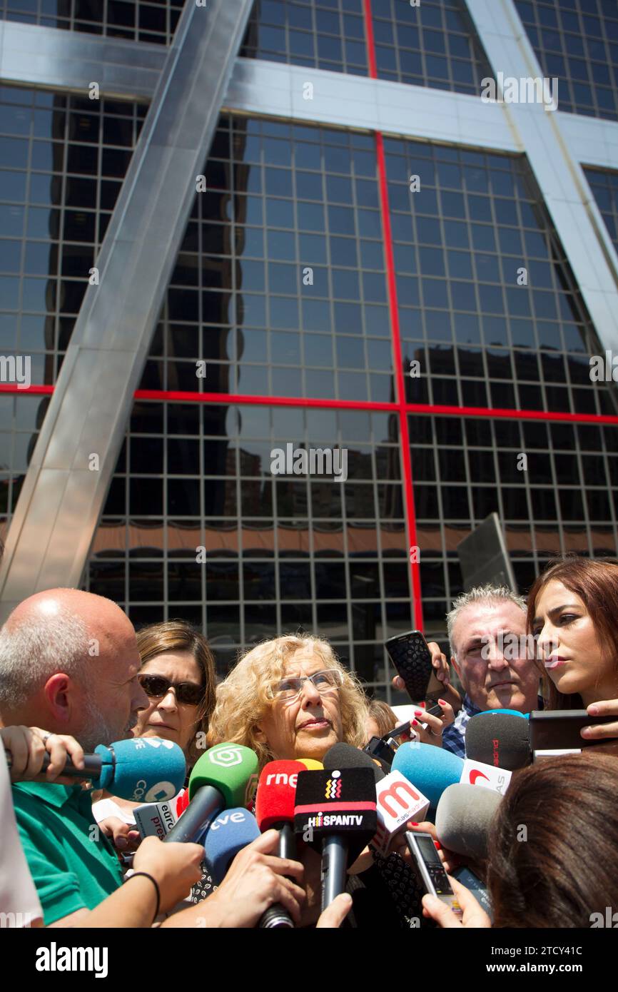 Madrid, 06/03/2015. Manuela Carmena after her meeting with José Ignacio Goirigolzarri, president of Bankia. Photo: Isabel Permuy ARCHDC. Credit: Album / Archivo ABC / Isabel B Permuy Stock Photo