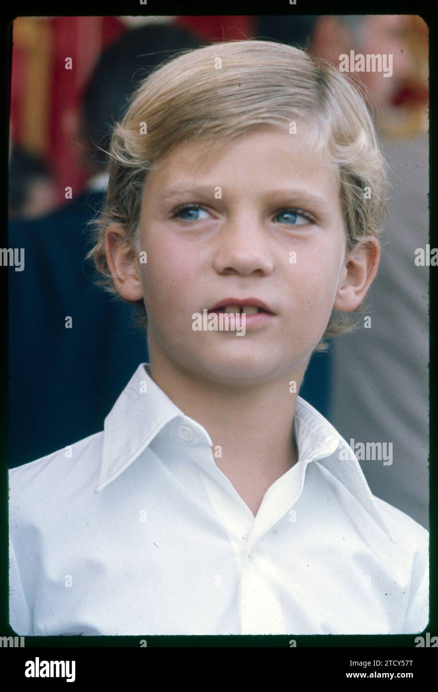 Madrid, 09/23/1976. Party of the Municipal Police of Madrid. In the image, a close-up of Prince Felipe, who presided over the Party, and who was named honorary agent. Credit: Album / Archivo ABC / Teodoro Naranjo Domínguez Stock Photo