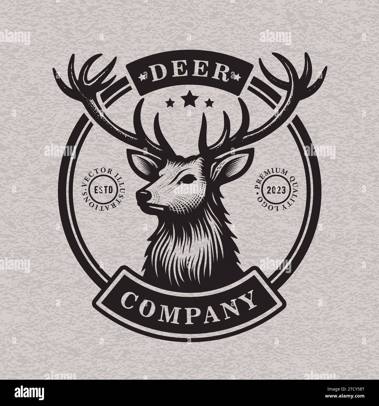 Deer head Design Element in Vintage Style for Logotype, Label, Badge, T ...