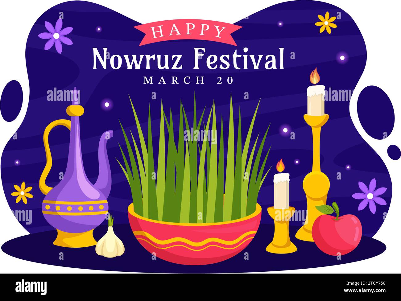 Happy Nowruz Day Vector Illustration. Translation: Persian New Year, on ...