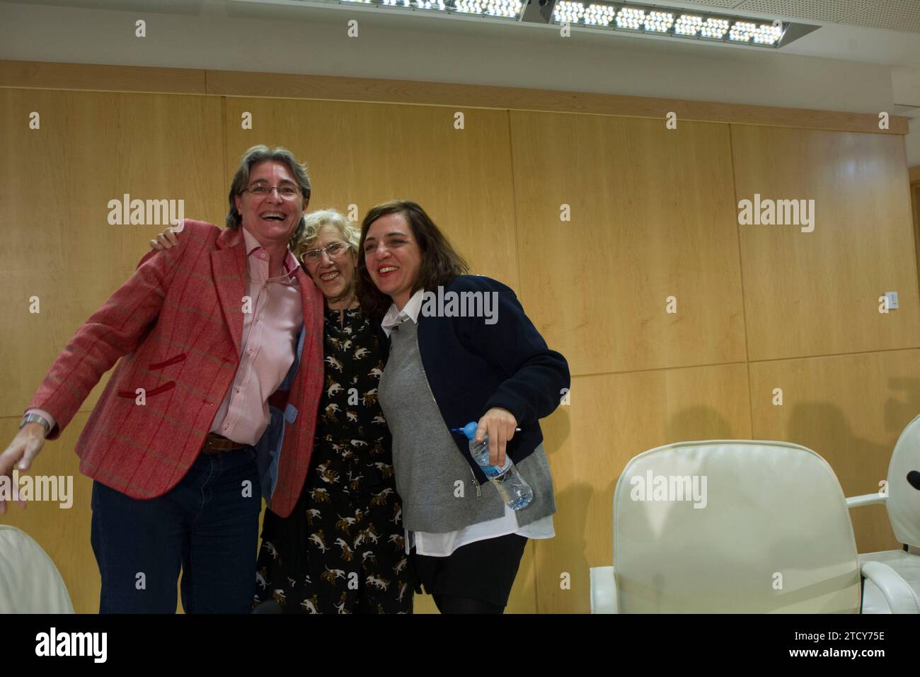 Madrid, 03/15/2017. Press conference by Manuela Carmena, Marta Higueras and Celia Mayer, on the creation of a gender violence department. Photo: Isabel Permuy ARCHDC. Credit: Album / Archivo ABC / Isabel B Permuy Stock Photo