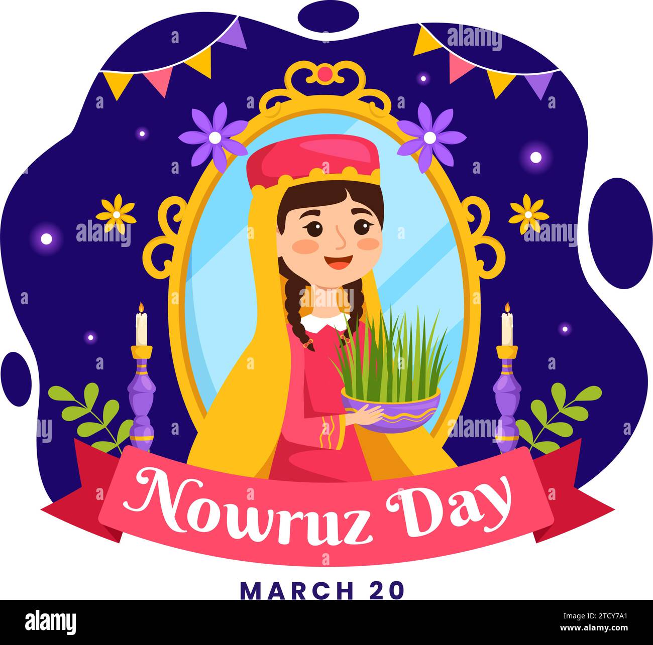 Happy Nowruz Day Vector Illustration. Translation Persian New Year, on