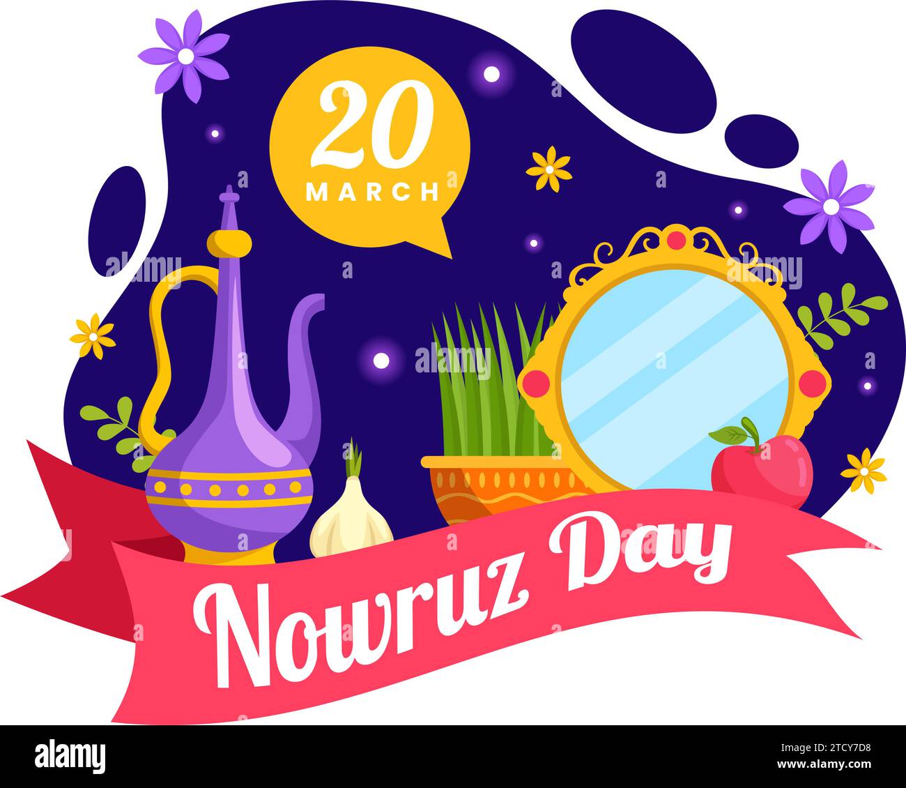 Happy Nowruz Day Vector Illustration. Translation Persian New Year, on