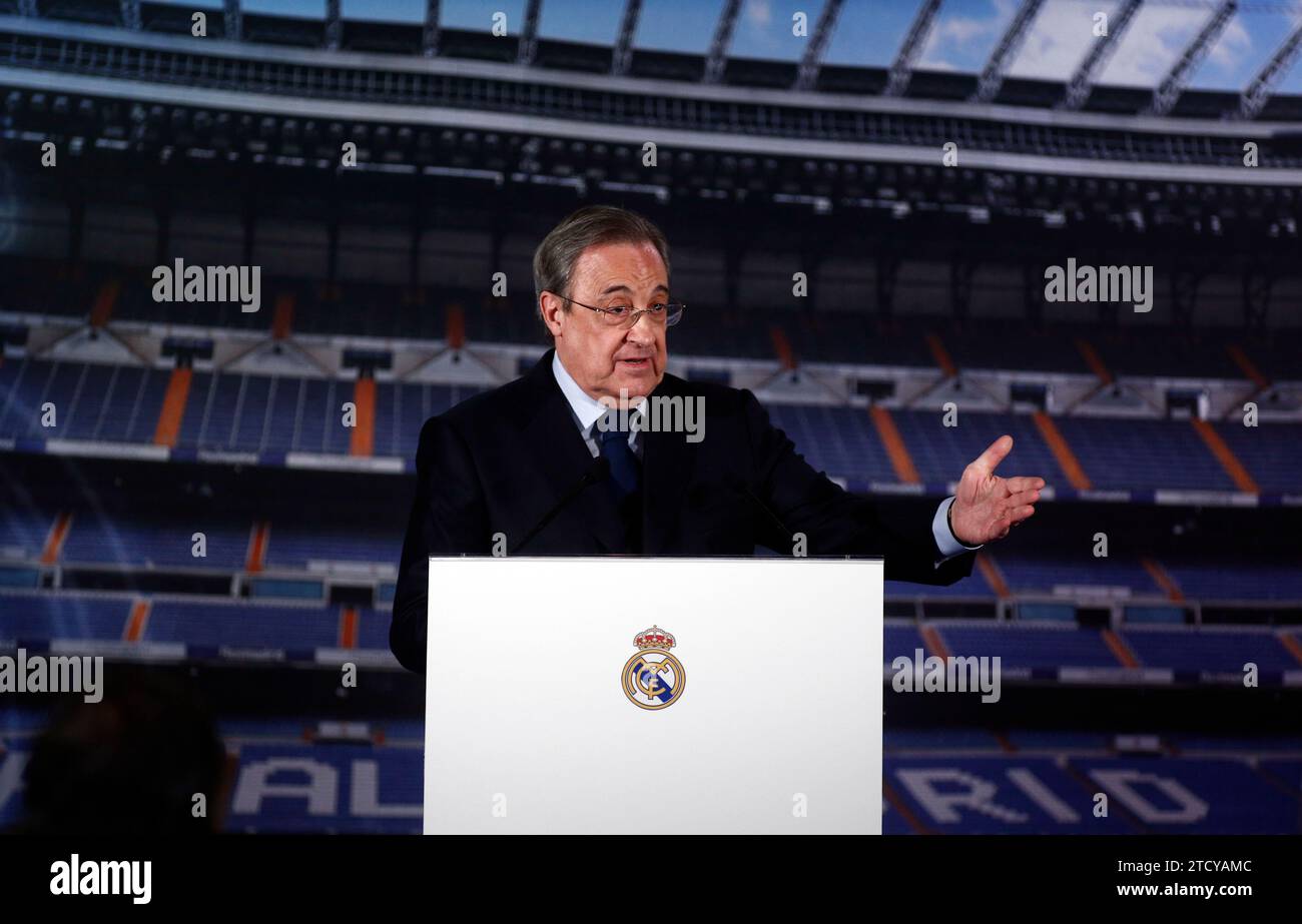 Madrid, 12/03/2015. Press conference by Florentino Perez at the Santiago Bernabéu stadium. Photo: Oscar del Pozo ARCHDC. Credit: Album / Archivo ABC / Oscar del Pozo Stock Photo