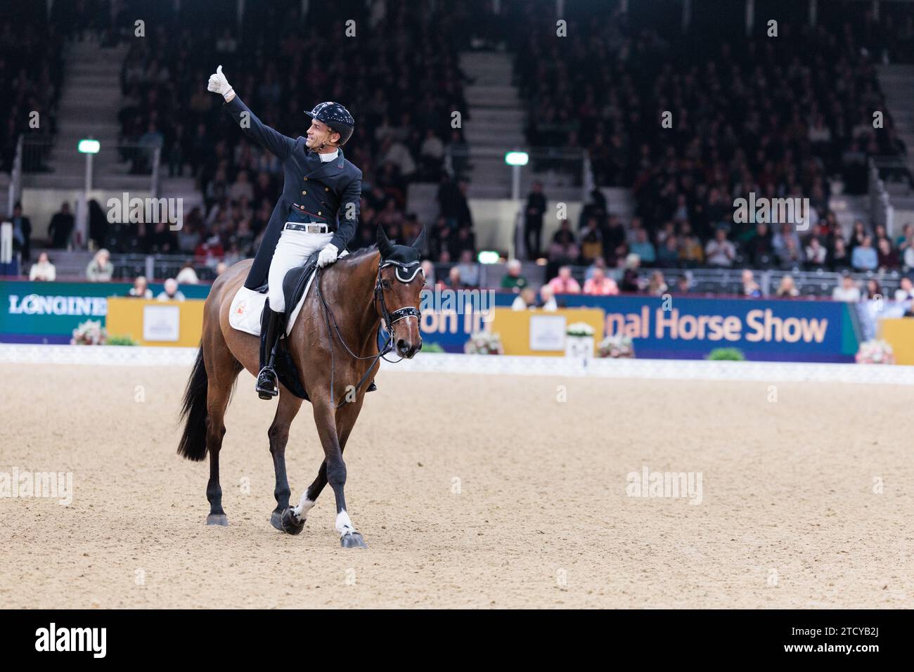 Alexandre Ayache of France with Jolene during the FEI Dressage World Cup Freestyle at the London International Horse Show on December 14, 2023, London Excel Centre, United Kingdom (Photo by Maxime David - MXIMD Pictures) Stock Photo