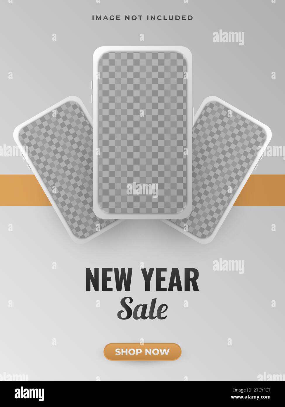 New year sales promotion banner or poster with smartphone template ...