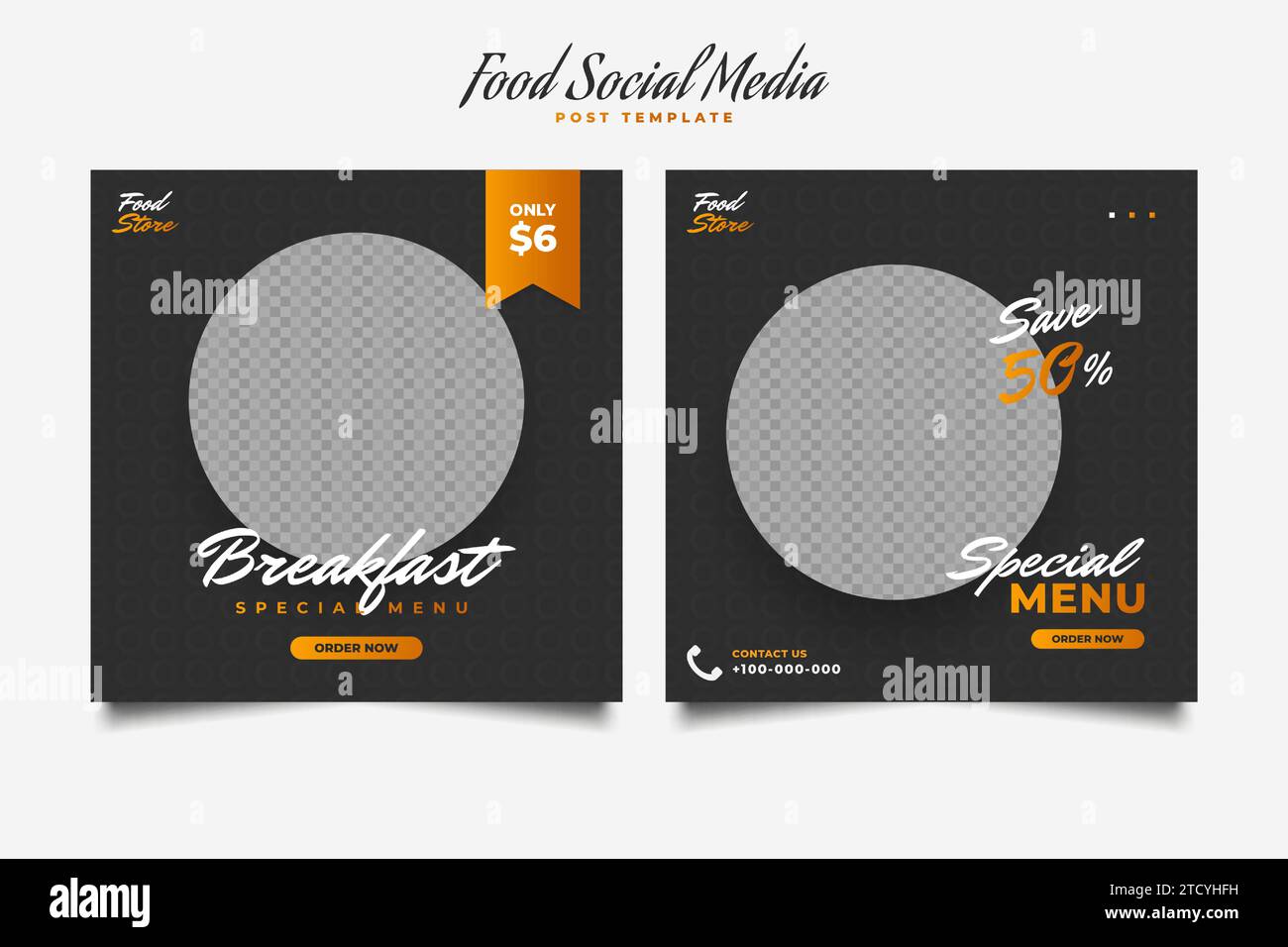 Set of Social Media Post or Banner Template for Food or Drink Promotion. Layout design for marketing on social media Stock Vector