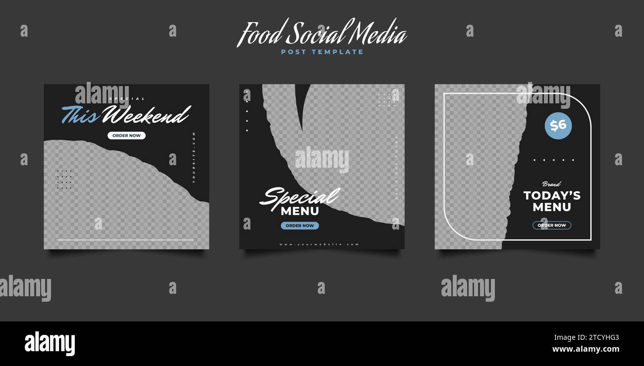 Set of Social Media Post or Banner Template for Food or Drink Promotion. Layout design for marketing on social media Stock Vector