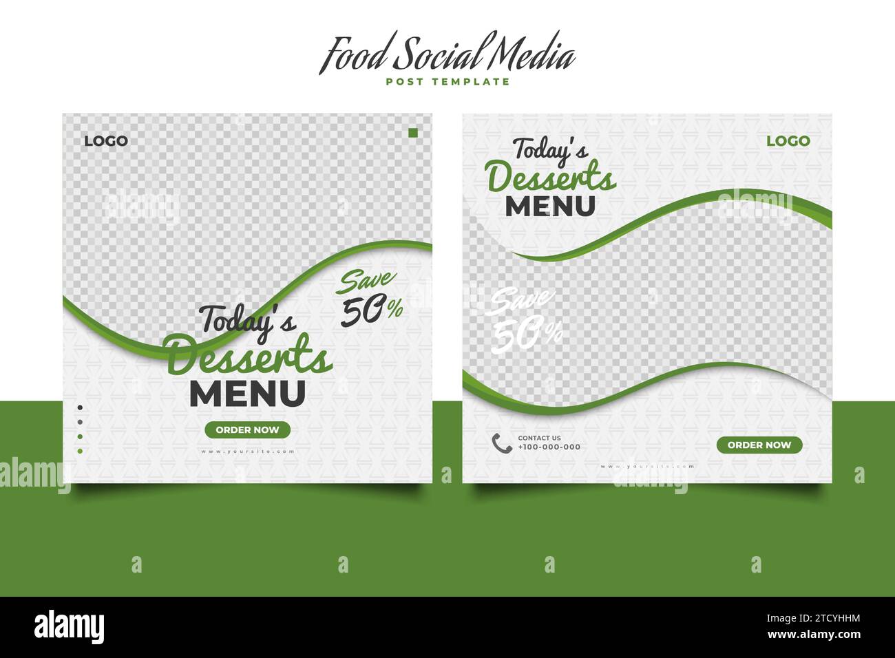Set of Social Media Post or Banner Template for Food or Drink Promotion