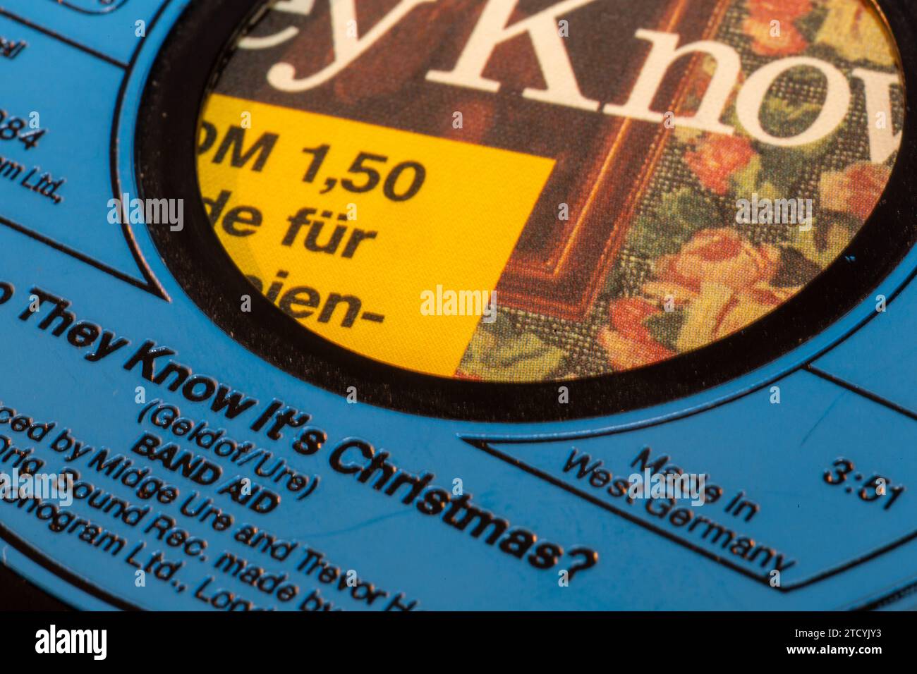 Closeup of the charity single DO THEY KNOW IT'S CHRISTMAS by BAND AID from 1984 Stock Photo Alamy