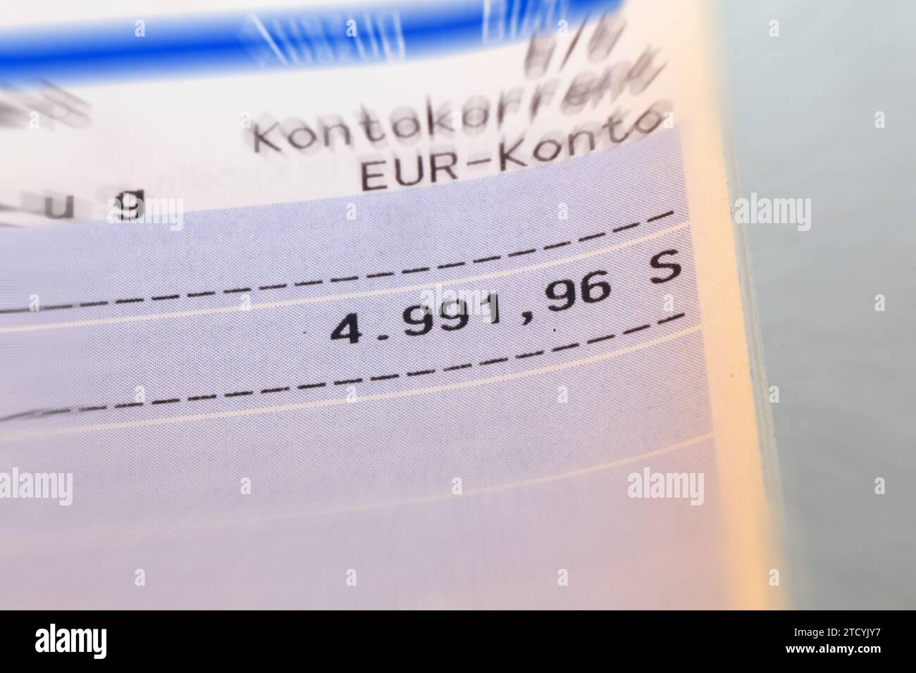 Statement of bank account with negative account balance Stock Photo Alamy