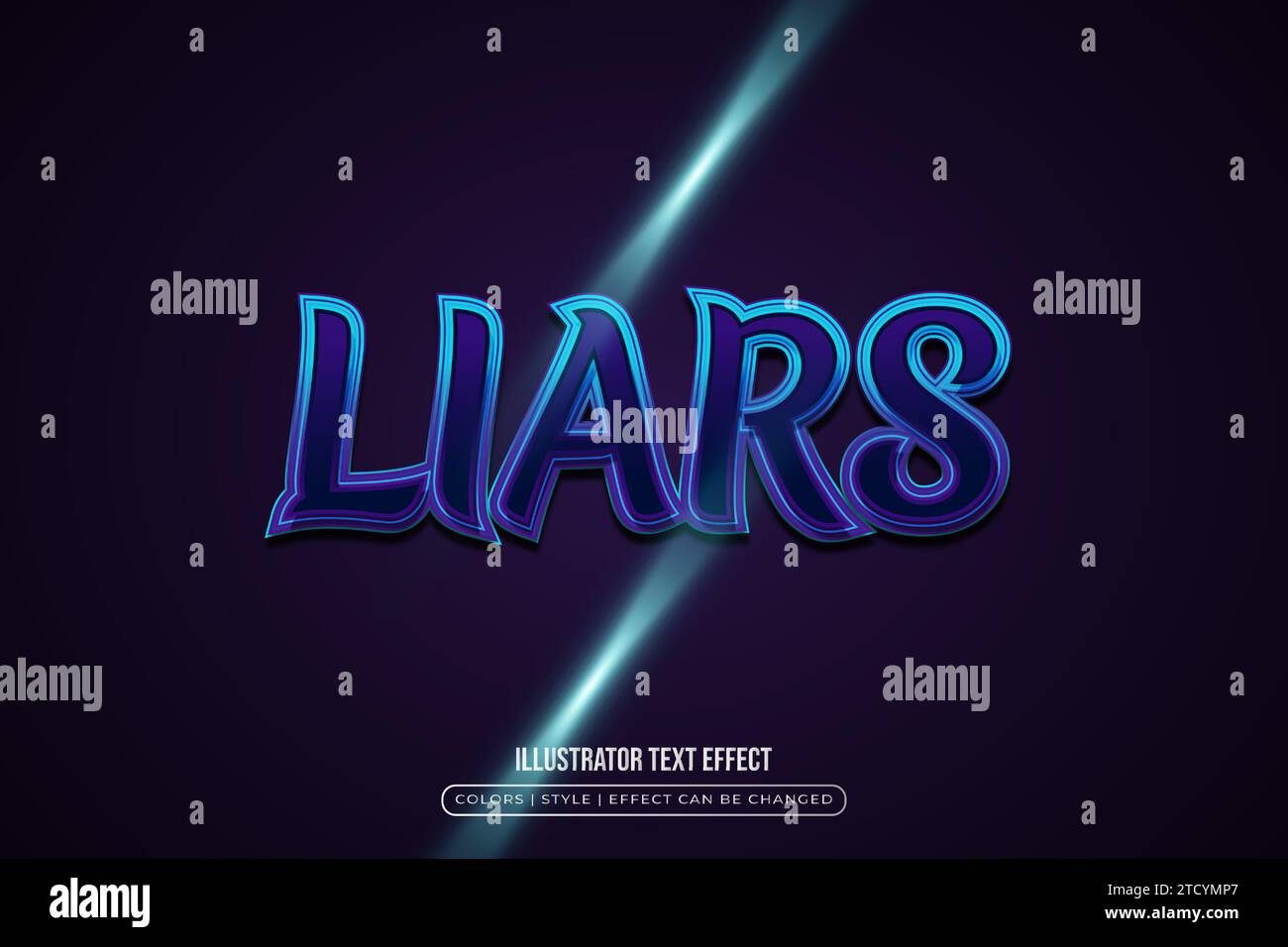 Realistic Dark Blue Text Style with Glossy Effects Stock Vector Image