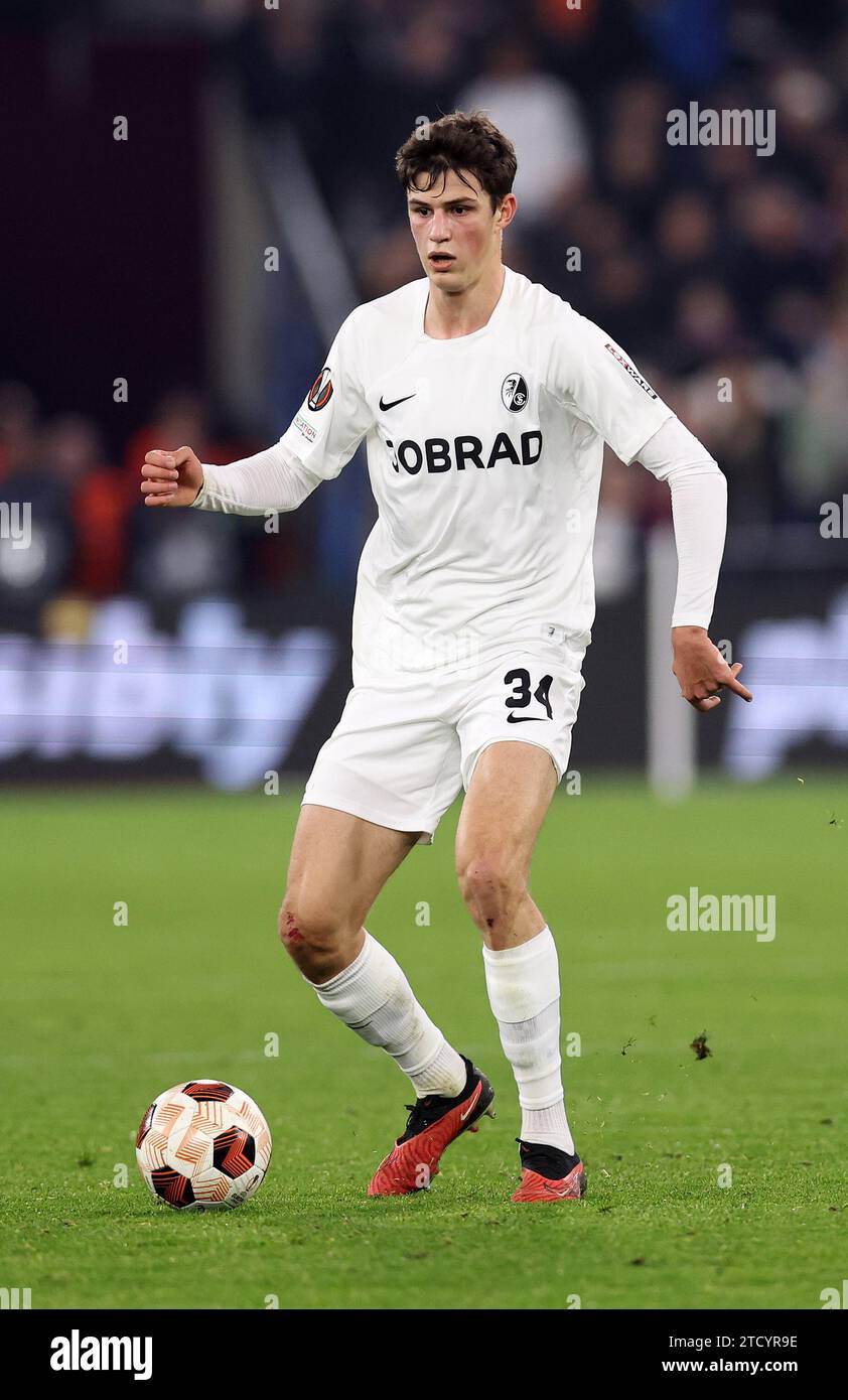 London, England, 14th December 2023. Merlin Röhl of SC Freiburg during the UEFA Europa League match at the London Stadium, London. Picture credit should read: David Klein / Sportimage Stock Photo