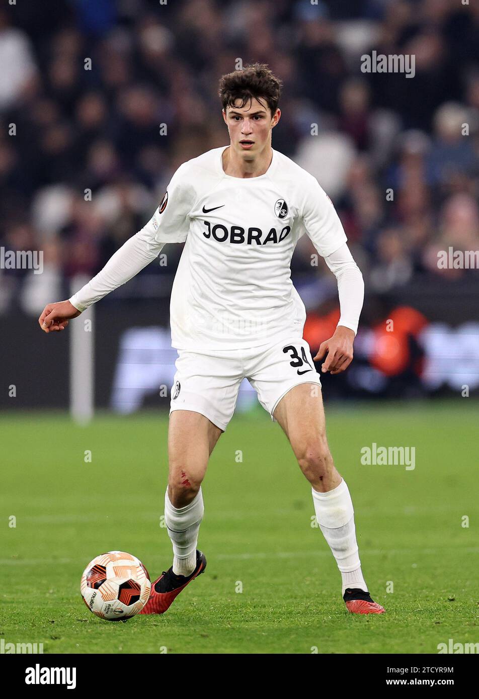 London, England, 14th December 2023. Merlin Röhl of SC Freiburg during the UEFA Europa League match at the London Stadium, London. Picture credit should read: David Klein / Sportimage Stock Photo