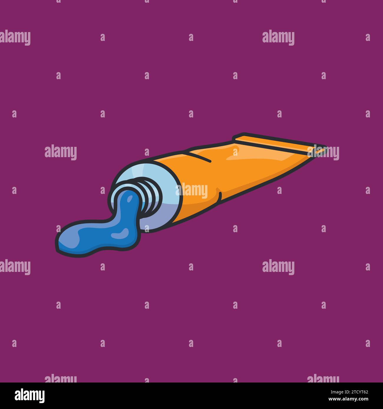 Blue paint flowing from tangerine tube vector illustration for International Color Day on March 21 Stock Vector