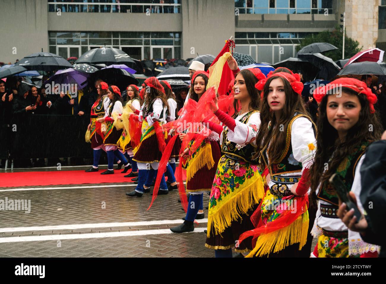 Tirana, Albania - November 28, 2023: On Avenue of Martyrs of the Nation