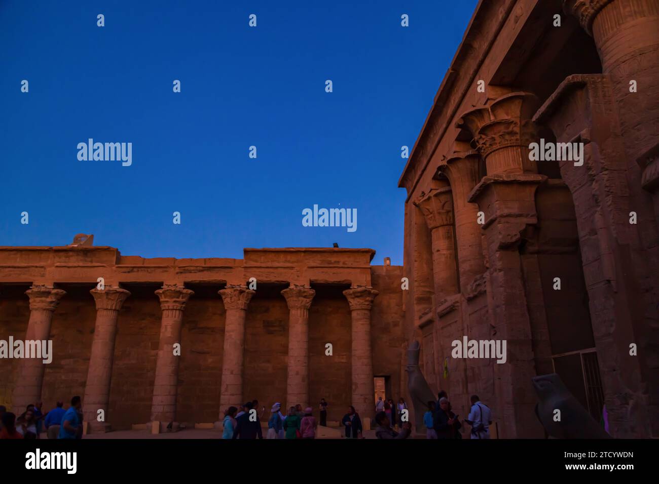 Temple of Edfu at dawn. Edfu, Egypt – October 20, 2023 Stock Photo