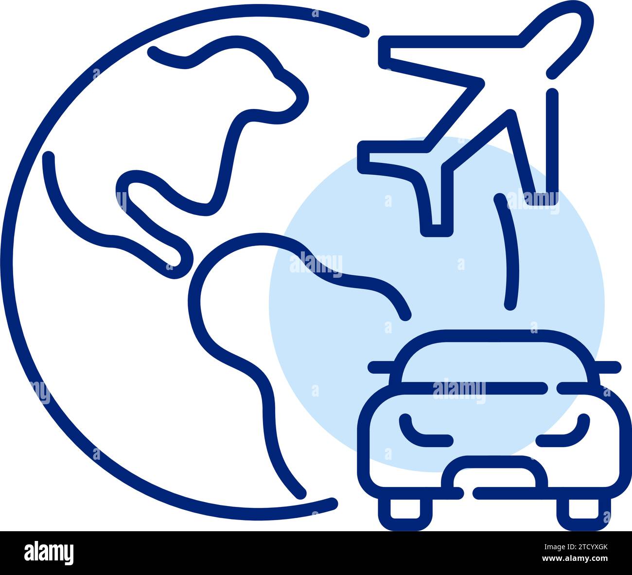 Earth globe, airplane and car. International global car rental service