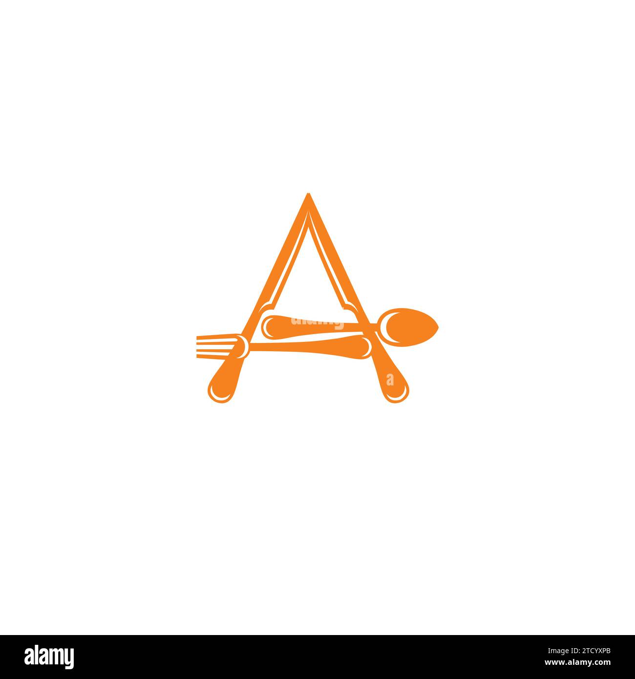 spoon, fork and knife form the letter A Stock Vector