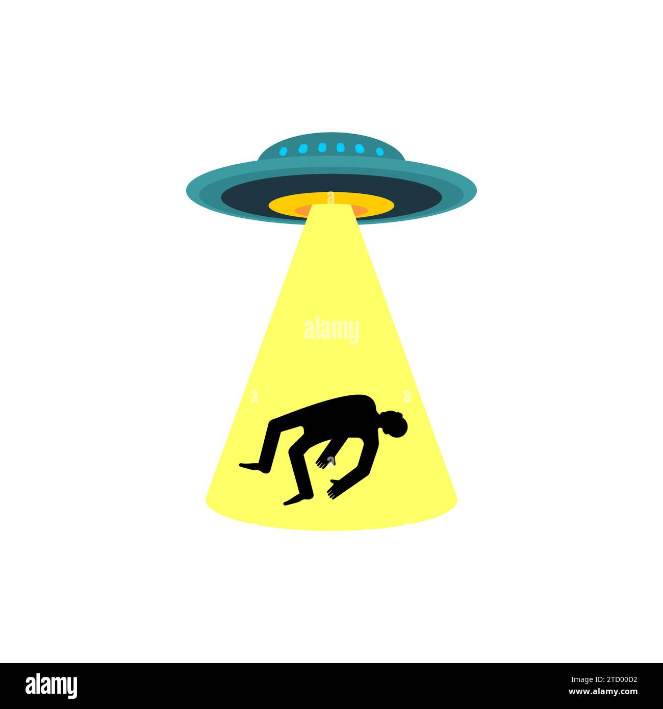 UFOs abduct people. Strangers steal man. Body snatchers Conspiracy theory. Space invaders take people for experiments. Stock Vector