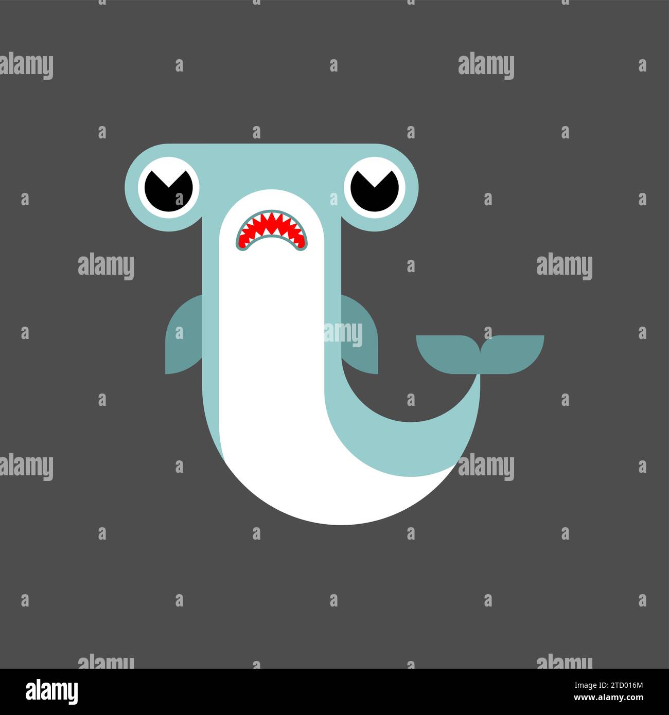 Hammerhead shark underwater. cartoon fish Stock Vector