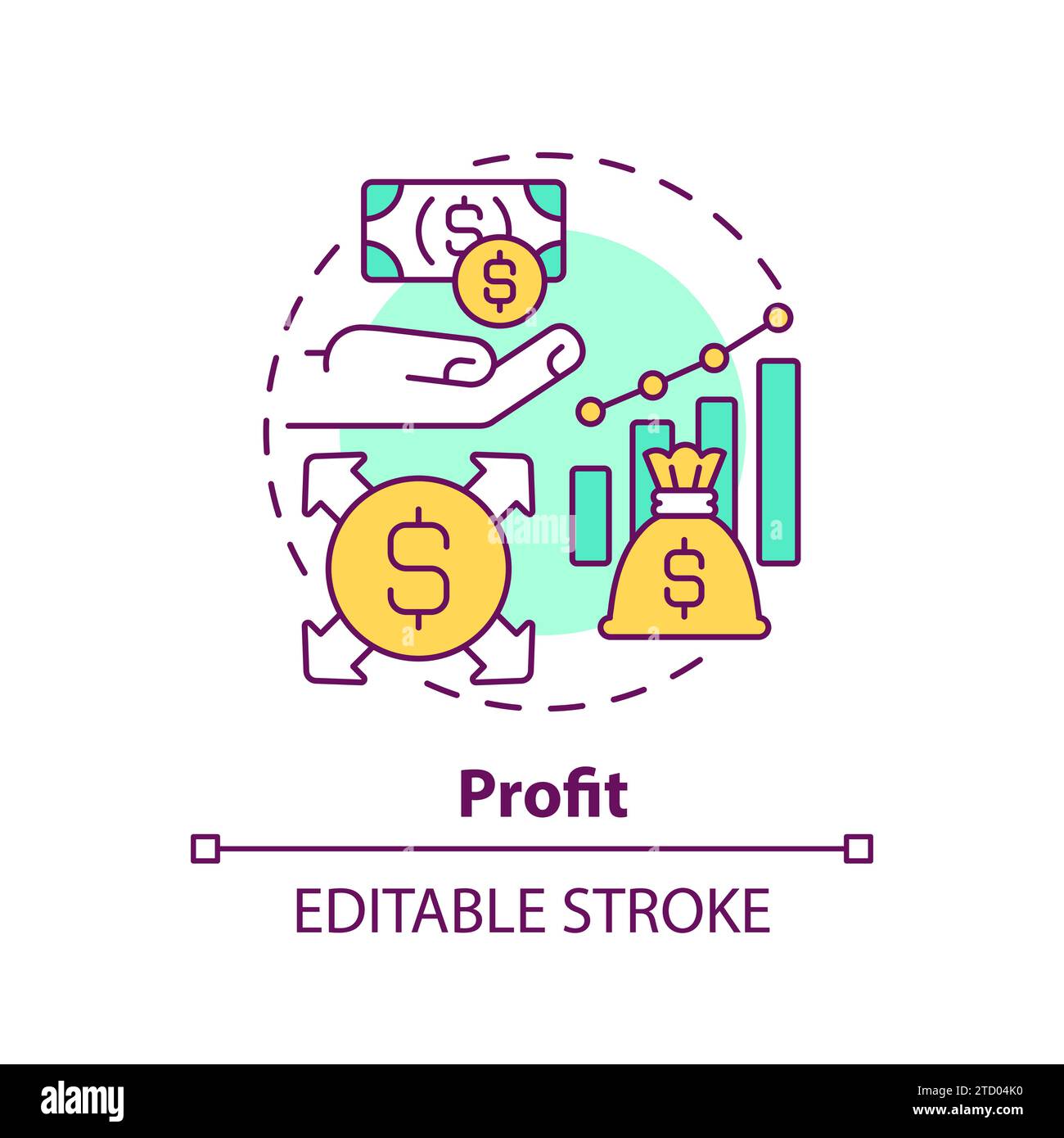Thin line simple colorful profit icon concept Stock Vector