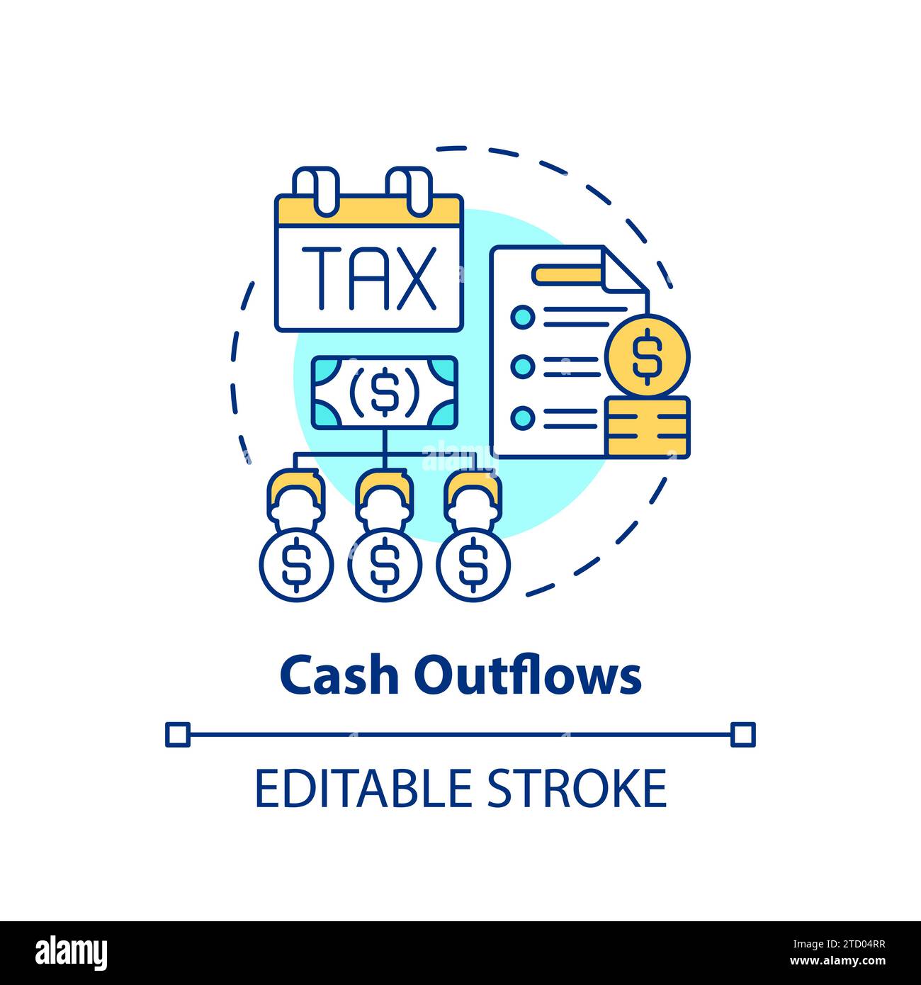 Thin line simple colorful cash outflows icon concept Stock Vector