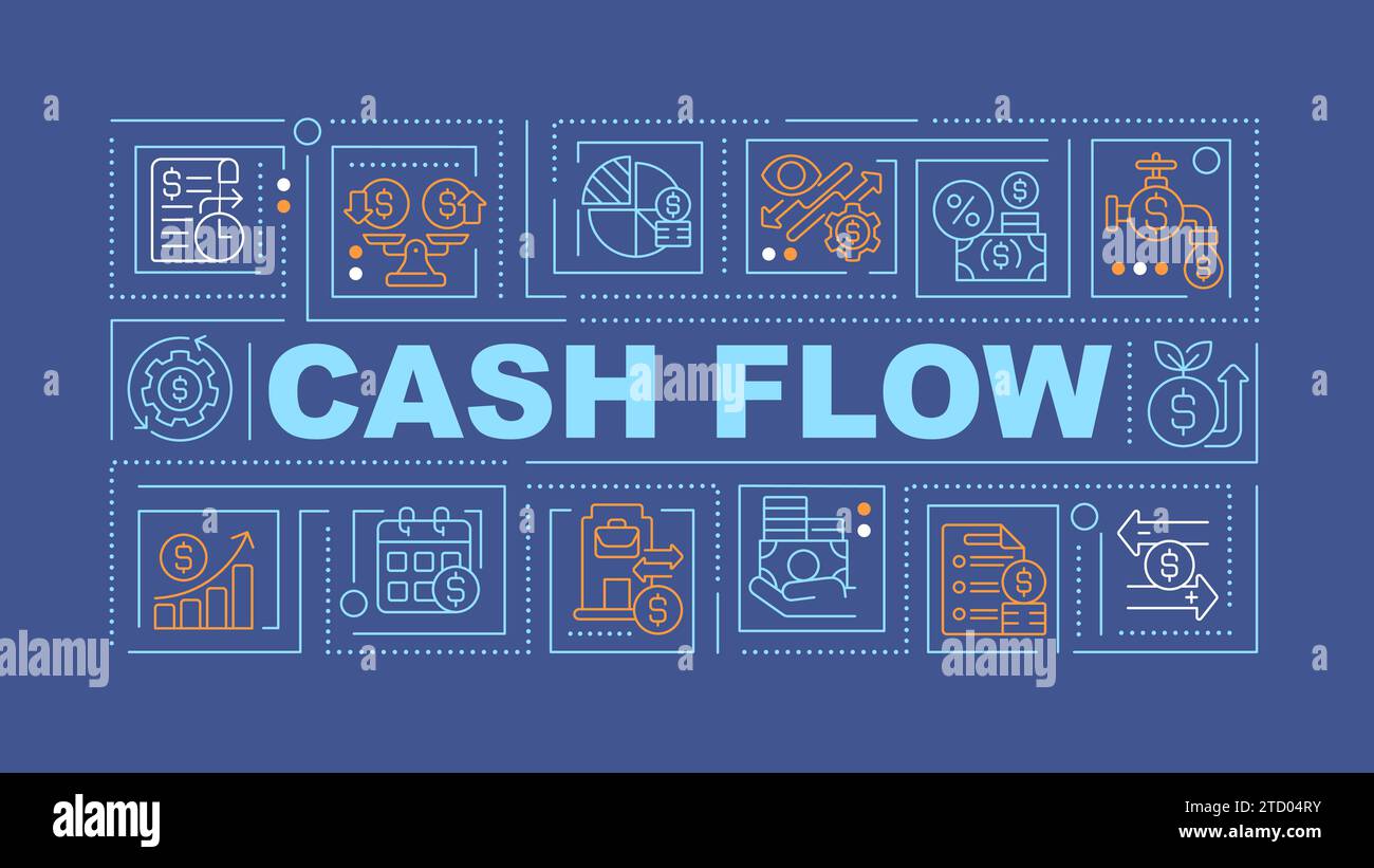 Cash flow text with creative thin linear icons Stock Vector