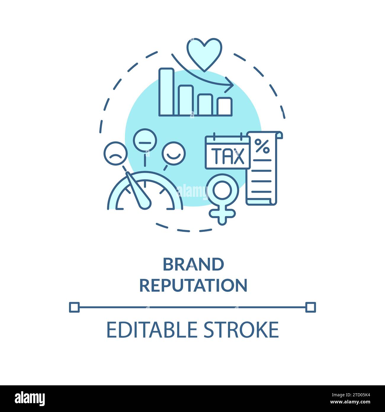 Thin line simple blue brand reputation icon concept Stock Vector