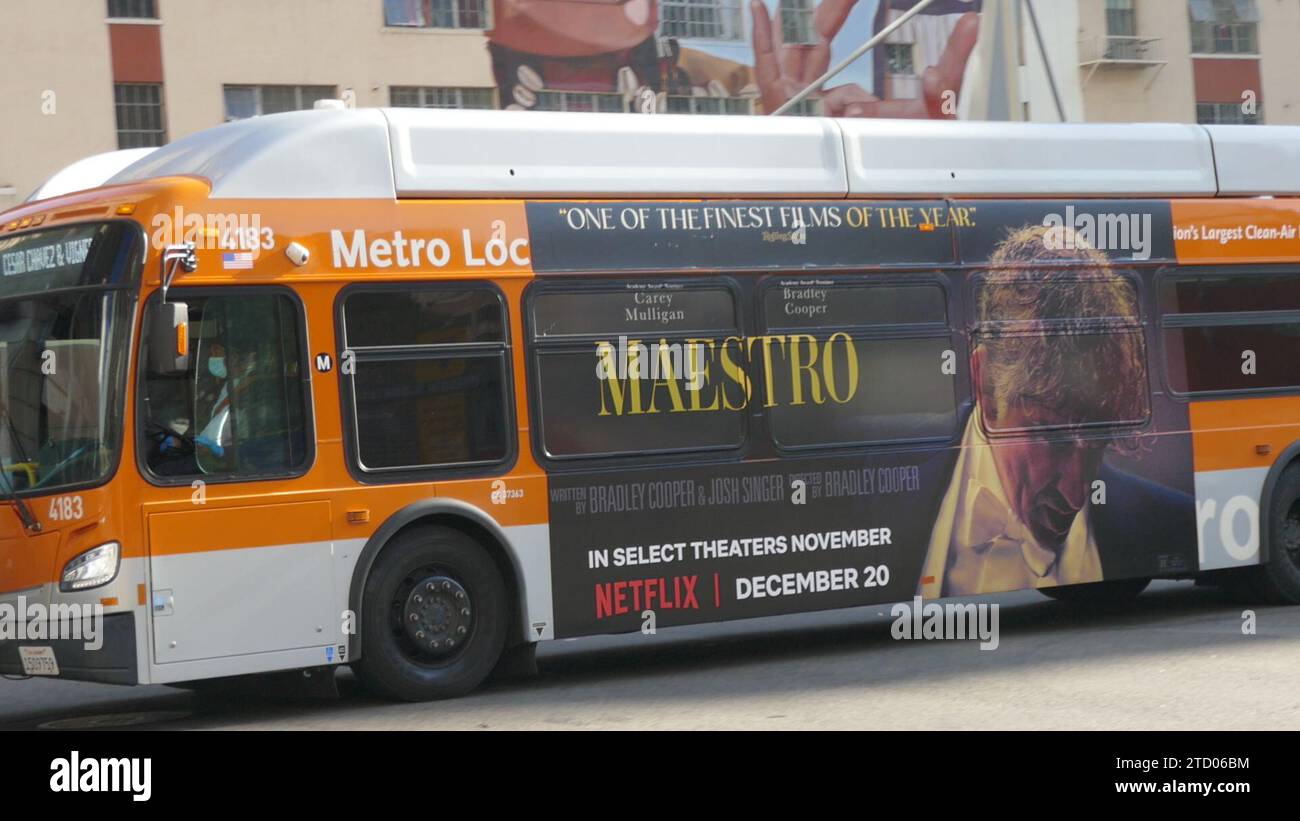 Los Angeles, California, USA 13th December 2023 Maestro Bus with ...