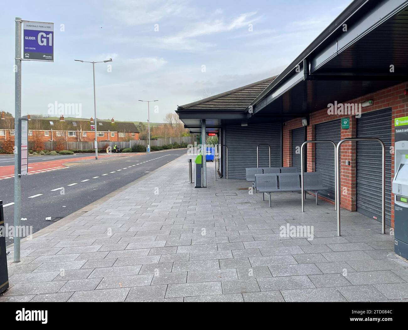 A Glider bus stop in Dundonald, Co Down as there will be widespread