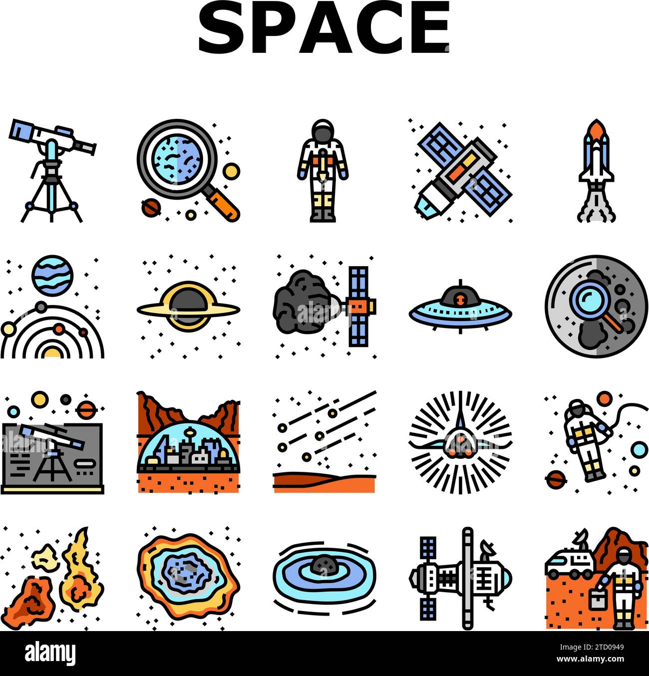 space exploration planet icons set vector Stock Vector Image & Art - Alamy